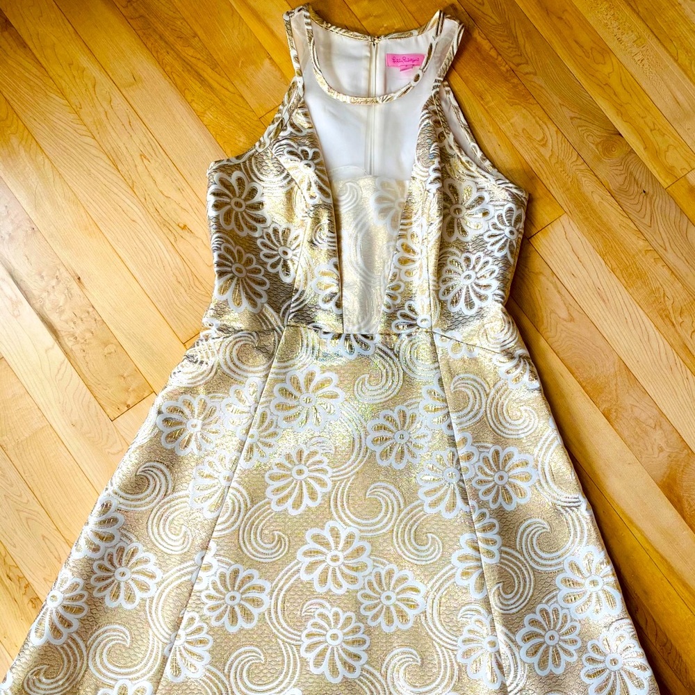 Lilly Pulitzer Gold & Ivory Flower Dress
